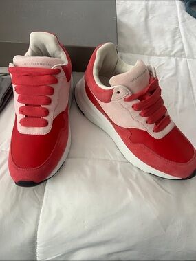 Alexander McQueen Red and Light Pink Low-Top Sneakers